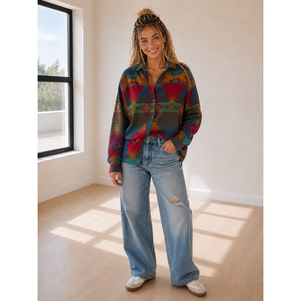 Vintage Woolrich Shirt M 90s Southwestern Aztec Western Tribal Shirt Boho Ranch